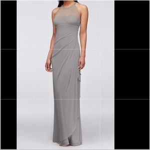 Long Mesh Dress with Illusion Neckline